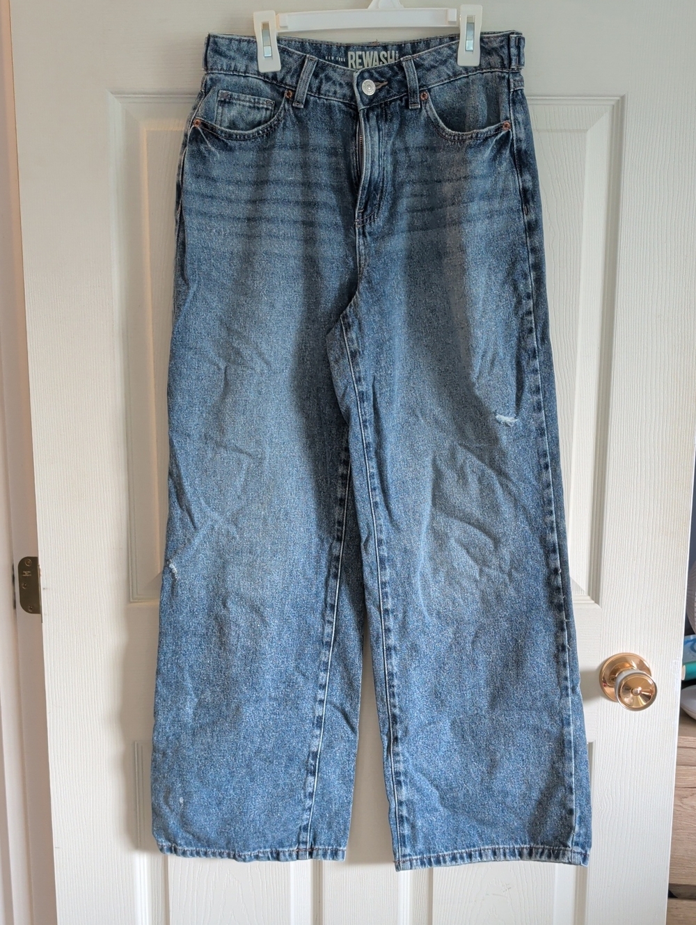 Rewash Relaxed Wide-Leg Jeans - Light Blue Denim